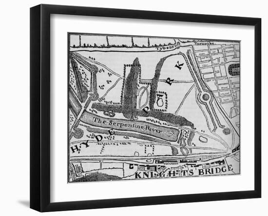 Map of Hyde Park, London, 1748 (1878)-John Pine-Framed Giclee Print