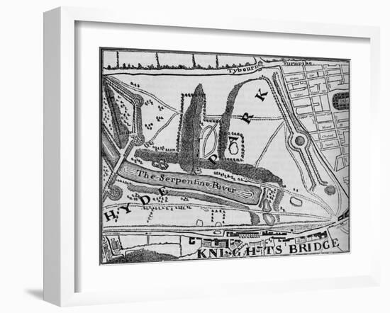 Map of Hyde Park, London, 1748 (1878)-John Pine-Framed Giclee Print