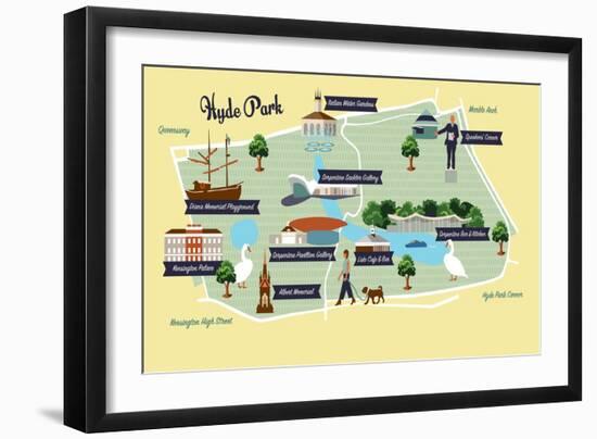 Map of Hyde Park-Claire Huntley-Framed Giclee Print