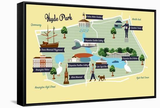 Map of Hyde Park-Claire Huntley-Framed Stretched Canvas