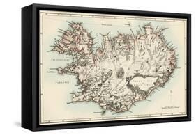Map of Iceland, 1870s-null-Framed Stretched Canvas