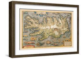 Map of Iceland-Abraham Ortelius-Framed Art Print