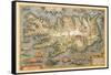 Map of Iceland-Abraham Ortelius-Framed Stretched Canvas