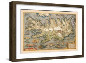 Map of Iceland-Abraham Ortelius-Framed Art Print