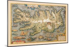 Map of Iceland-Abraham Ortelius-Mounted Art Print