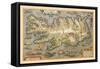 Map of Iceland-Abraham Ortelius-Framed Stretched Canvas