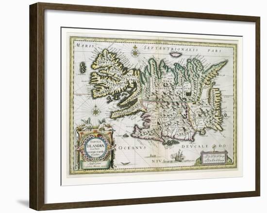 Map of Iceland-W.j. Blaeu-Framed Giclee Print