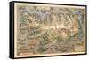 Map of Iceland-Abraham Ortelius-Framed Stretched Canvas