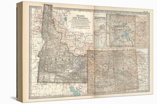 Map of Idaho and Wyoming. United States. Inset Map of Yellowstone National Park-Encyclopaedia Britannica-Stretched Canvas
