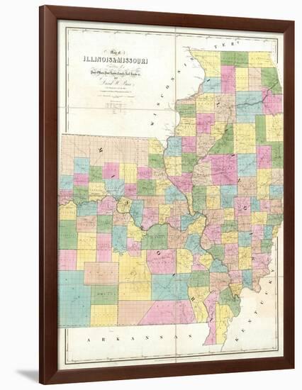 Map of Illinois and Missouri, c.1839-David H^ Burr-Framed Art Print