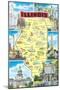 Map of Illinois, Attractions-null-Mounted Art Print