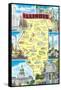 Map of Illinois, Attractions-null-Framed Stretched Canvas