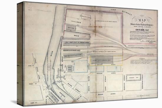 Map of Illinois Central Railroad Company's Depot Grounds and Buildings in Chicago, 1855-Edward Mendel-Stretched Canvas