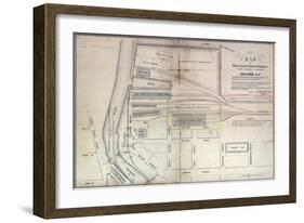 Map of Illinois Central Railroad Company's Depot Grounds and Buildings in Chicago, 1855-Edward Mendel-Framed Giclee Print