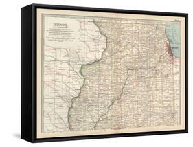 Map of Illinois, Northern Part. United States-Encyclopaedia Britannica-Framed Stretched Canvas