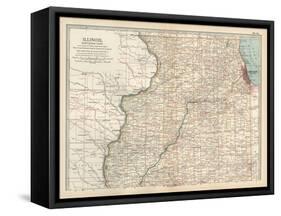 Map of Illinois, Northern Part. United States-Encyclopaedia Britannica-Framed Stretched Canvas