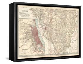 Map of Illinois, Southern Part. United States. Inset Map of Chicago and Vicinity-Encyclopaedia Britannica-Framed Stretched Canvas