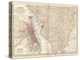 Map of Illinois, Southern Part. United States. Inset Map of Chicago and Vicinity-Encyclopaedia Britannica-Stretched Canvas