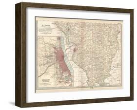 Map of Illinois, Southern Part. United States. Inset Map of Chicago and Vicinity-Encyclopaedia Britannica-Framed Art Print