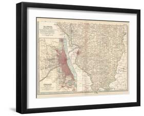 Map of Illinois, Southern Part. United States. Inset Map of Chicago and Vicinity-Encyclopaedia Britannica-Framed Art Print