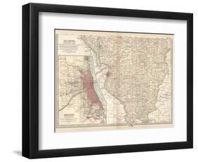 Map of Illinois, Southern Part. United States. Inset Map of Chicago and Vicinity-Encyclopaedia Britannica-Framed Art Print