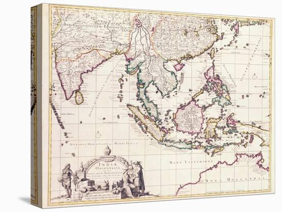 Map of India and the East Indies-Frederick de Wit-Stretched Canvas