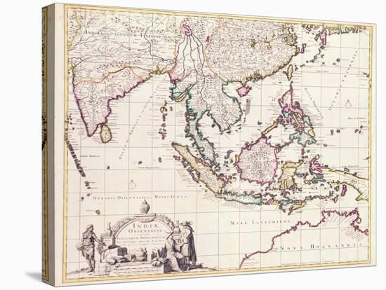 Map of India and the East Indies-Frederick de Wit-Stretched Canvas