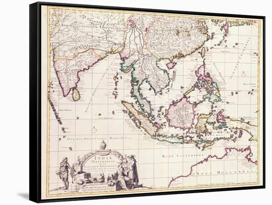 Map of India and the East Indies-Frederick de Wit-Framed Stretched Canvas