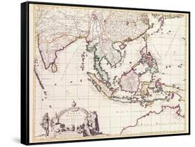 Map of India and the East Indies-Frederick de Wit-Framed Stretched Canvas