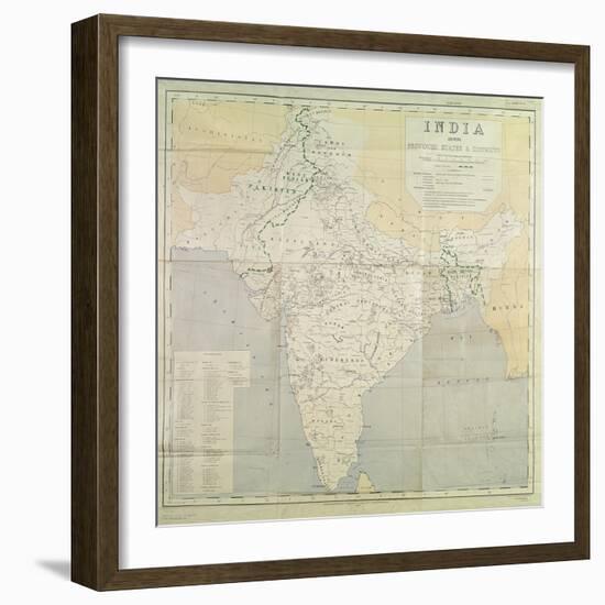 Map of India at Independence, 1947-null-Framed Giclee Print