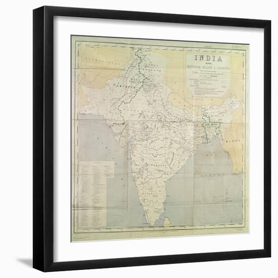 Map of India at Independence, 1947-null-Framed Giclee Print