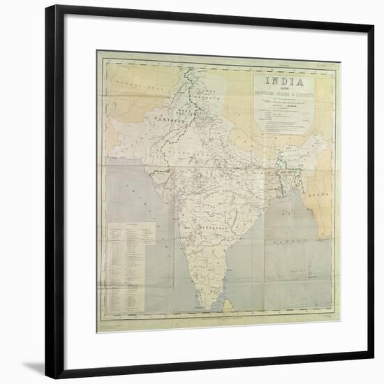 Map of India at Independence, 1947-null-Framed Giclee Print