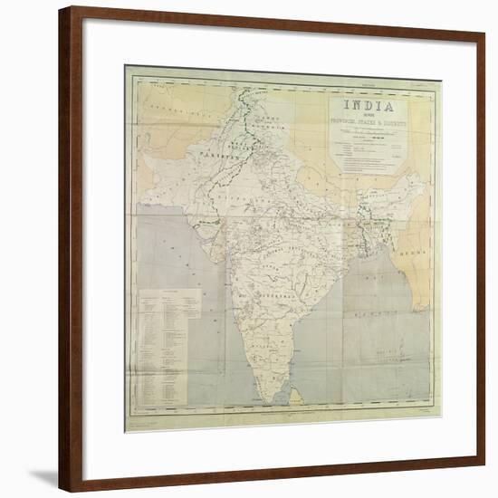 Map of India at Independence, 1947-null-Framed Giclee Print