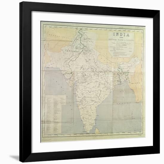 Map of India at Independence, 1947-null-Framed Giclee Print