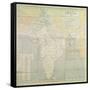 Map of India at Independence, 1947-null-Framed Stretched Canvas