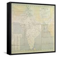 Map of India at Independence, 1947-null-Framed Stretched Canvas