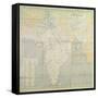Map of India at Independence, 1947-null-Framed Stretched Canvas