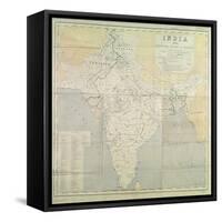 Map of India at Independence, 1947-null-Framed Stretched Canvas