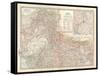 Map of India, Northern Part. Inset of Calcutta and Vicinity-Encyclopaedia Britannica-Framed Stretched Canvas