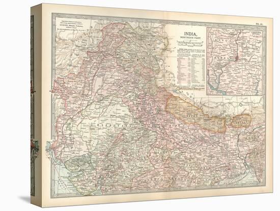 Map of India, Northern Part. Inset of Calcutta and Vicinity-Encyclopaedia Britannica-Stretched Canvas