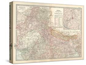 Map of India, Northern Part. Inset of Calcutta and Vicinity-Encyclopaedia Britannica-Stretched Canvas