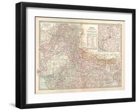 Map of India, Northern Part. Inset of Calcutta and Vicinity-Encyclopaedia Britannica-Framed Art Print