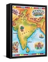Map of India-Jennifer Thermes-Framed Stretched Canvas