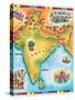 Map of India-Jennifer Thermes-Stretched Canvas