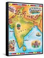 Map of India-Jennifer Thermes-Framed Stretched Canvas