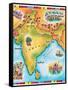 Map of India-Jennifer Thermes-Framed Stretched Canvas