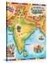 Map of India-Jennifer Thermes-Stretched Canvas