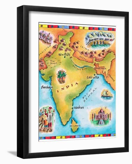 Map of India-Jennifer Thermes-Framed Photographic Print