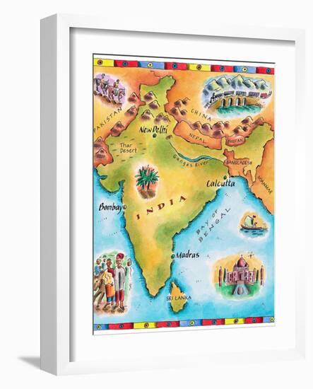 Map of India-Jennifer Thermes-Framed Photographic Print