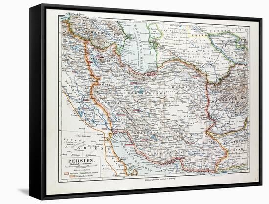 Map of Iran 1899-null-Framed Stretched Canvas